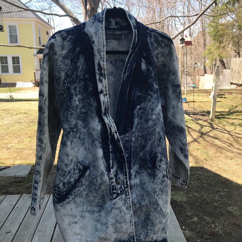 Vintage Bebe Furrrina Acid Washed Denim Coat